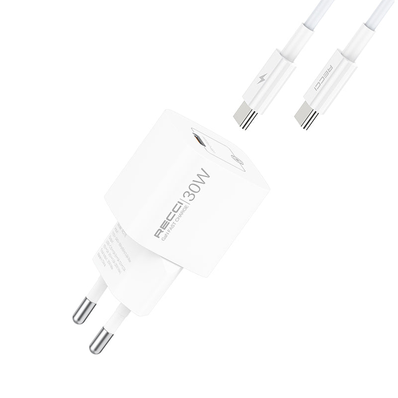 Recci RC77E GaN Teknolojili Hızlı Şarj Başlığı Type-C to Type-C PD 30W Kablolu Şarj Seti Recci RC77E GaN Teknolojili Hızlı Şarj Başlığı Type-C to Type-C PD 30W Kablolu Şarj Seti